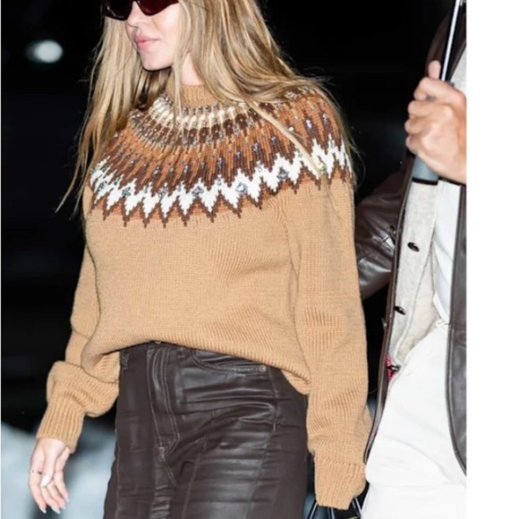 Fair Isle Sweater ASO Sydney Sweeney Alternative Womens M Mock NWT Fall Nordic - Picture 9 of 9